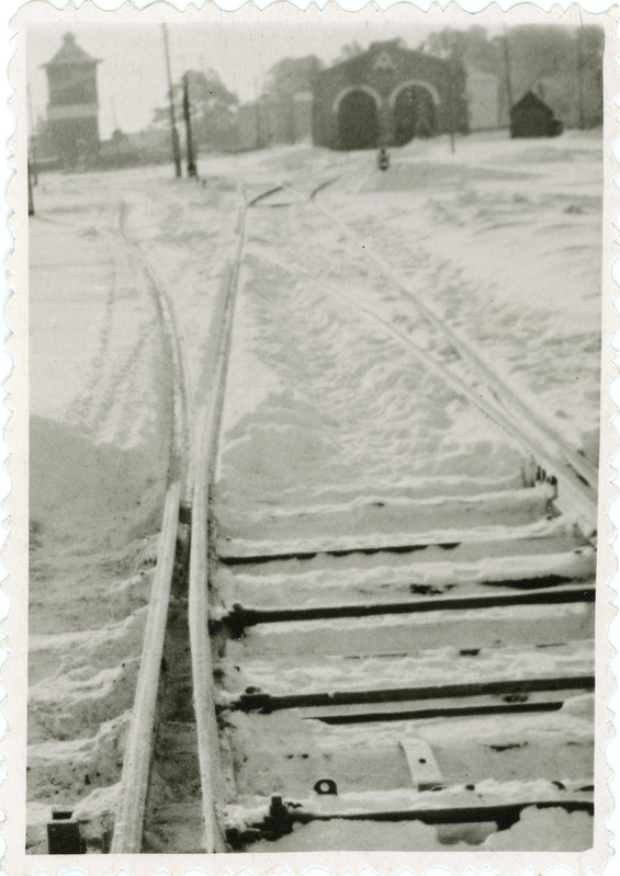 Lumine Haapsalu jaam, vaade jaamateedelt veetorni ja depoo poole, 1950. aastad
