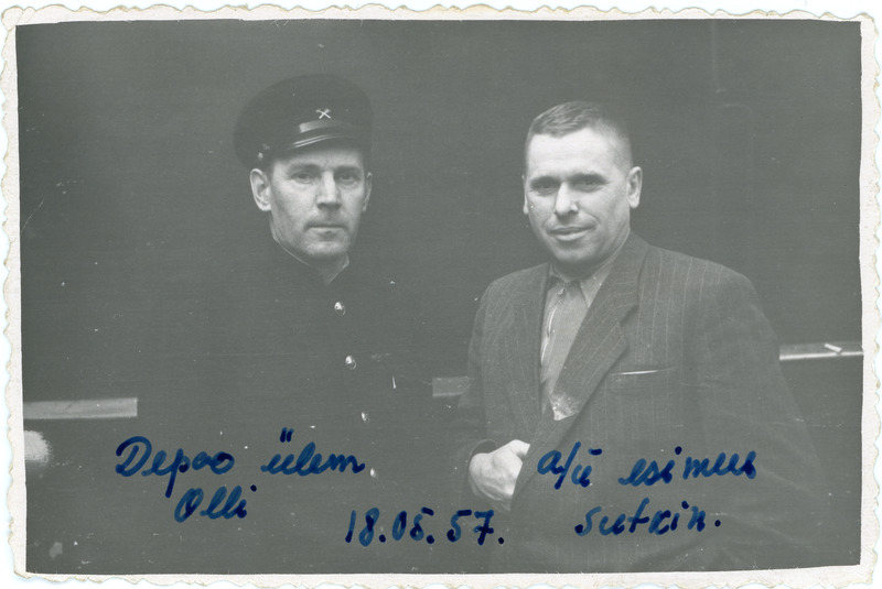 Tallinna Elektridepoo ülem Leonid Olli ja ametiühingu esimees Valentin Zudkin, 18.05.1957