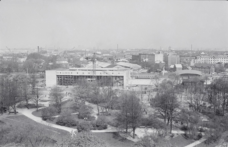 Ehitustööd Tallinnas Balti jaamas, vaade Toompealt, 1960. aastad