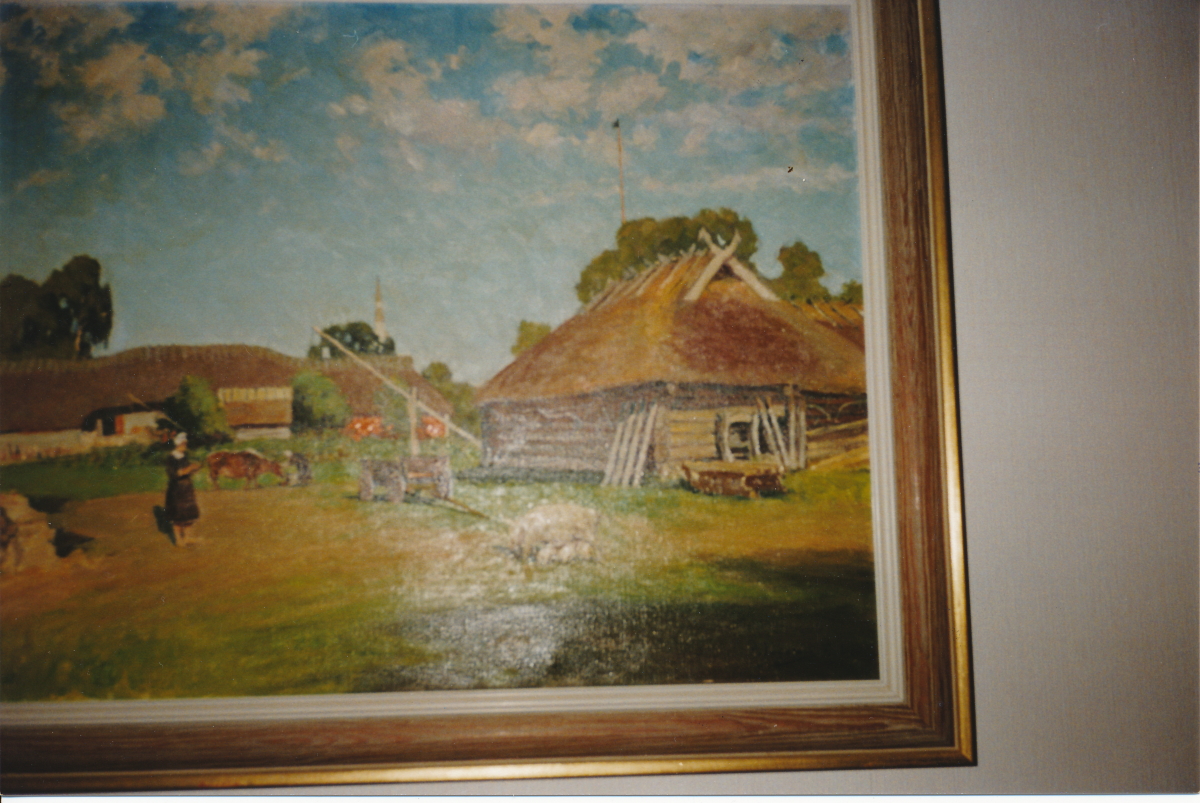 Foto Jegoradi maalist, millel kujutatud Ruhnu talu.