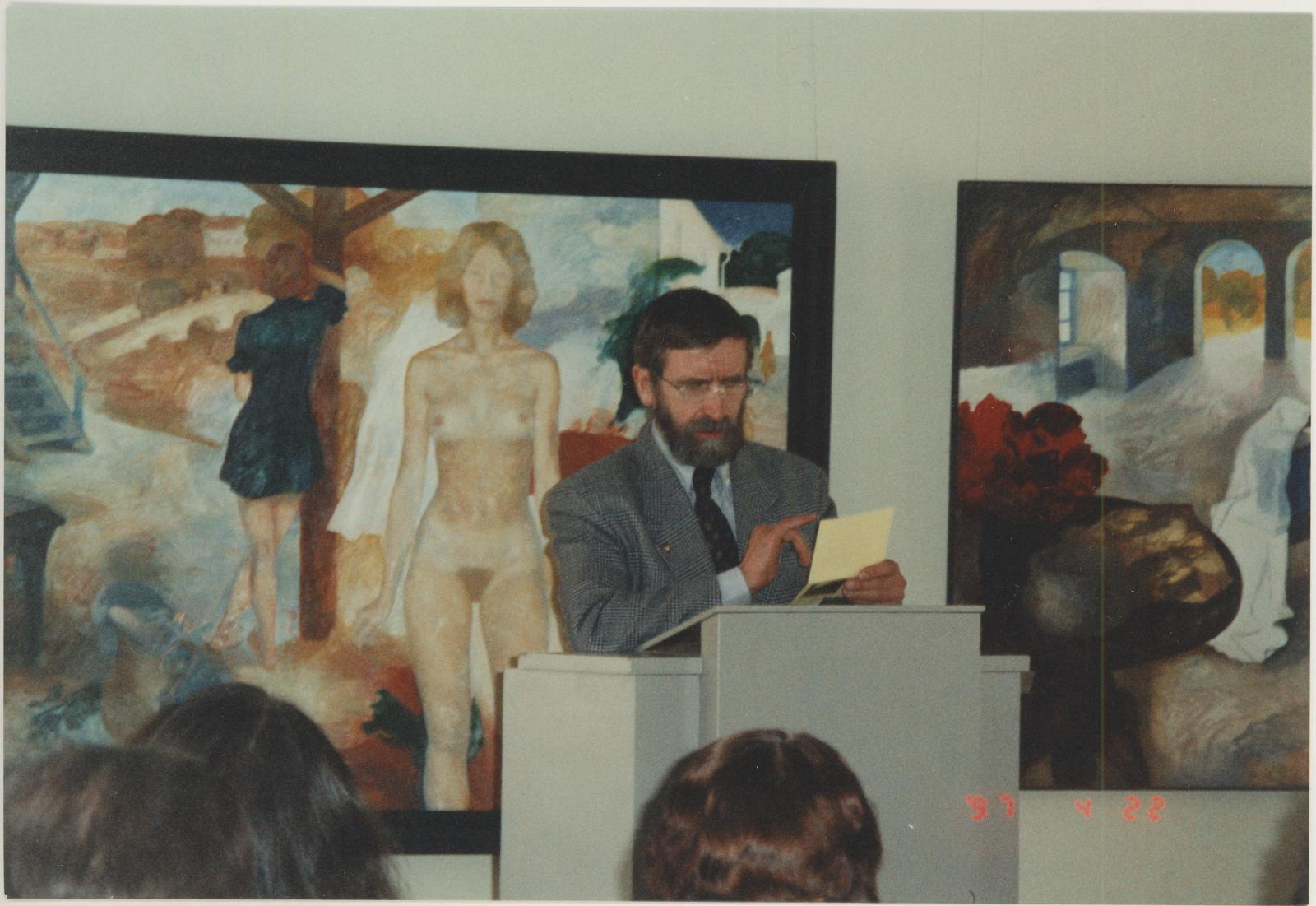 Konverents "70-ndate aastate kunst. Rujaline roostevaba maailm" Kivisilla Pildigaleriis 22.04.1997. Ettekandja Heinz Valk