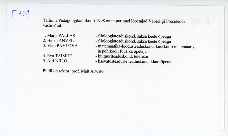 Tallinna Pedagoogikaülikooli edukaimad lõpetajad presidendi vastuvõtul
