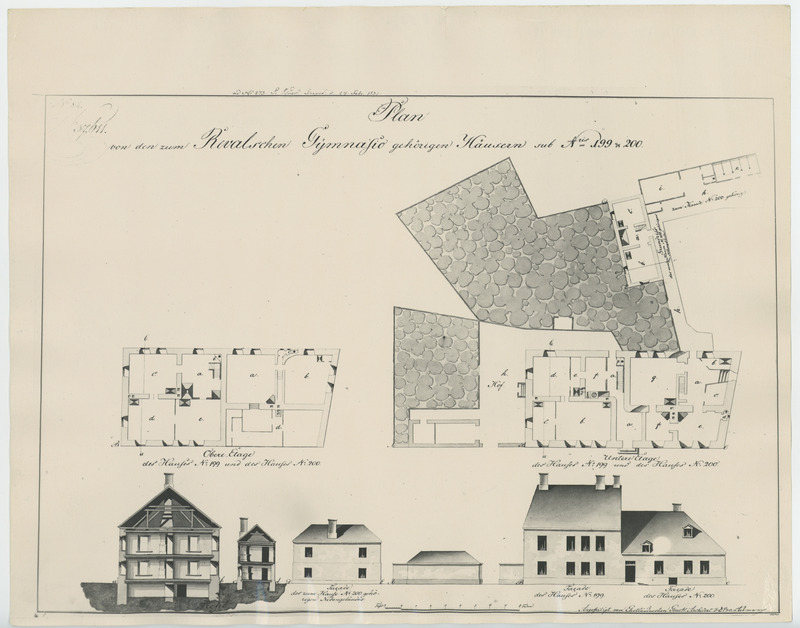 Tallinna gümnaasiumi juurde kuuluvate majade nr. 199 ja 200 plaan.