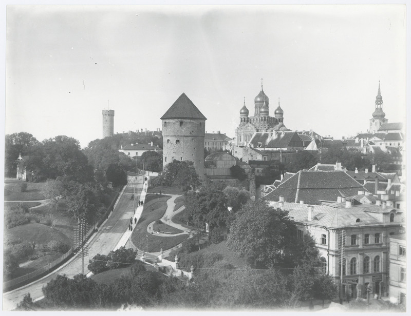 Vaade Harjumäele Kiek in de Kök'i ja Toompea suunas, pildistatud Jaani kiriku tornist.