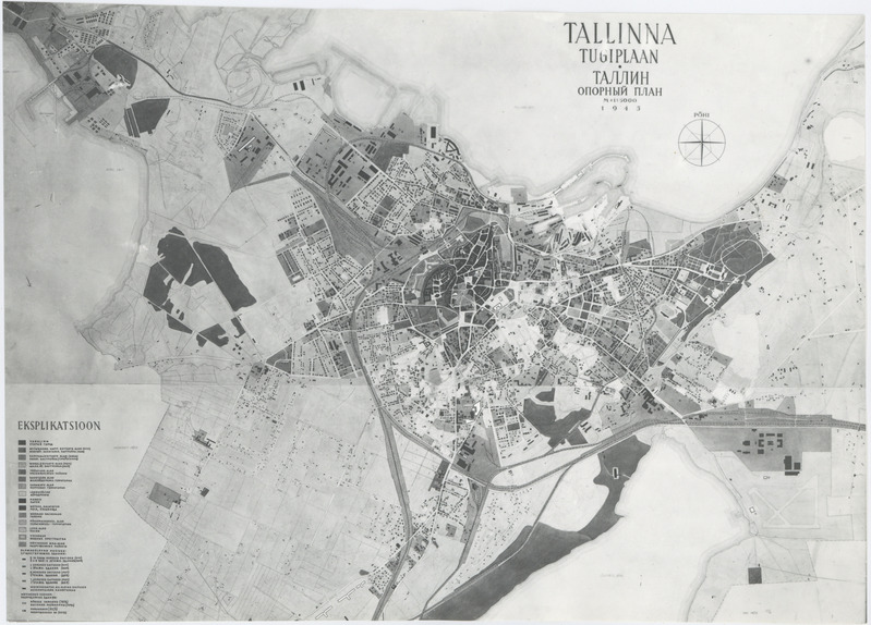 Tallinna plaan tingmärkidega, 1945. aastast.