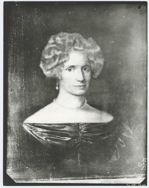 Noorema blondi daami portree, signatuur all paremal "E. St.", 1820-ndatest aastatest.