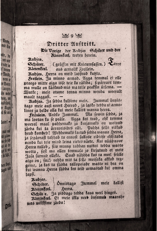 A. Kotzebue näidendi "Die Vaterliche Erwartung" III etteaste, Reval 1789.