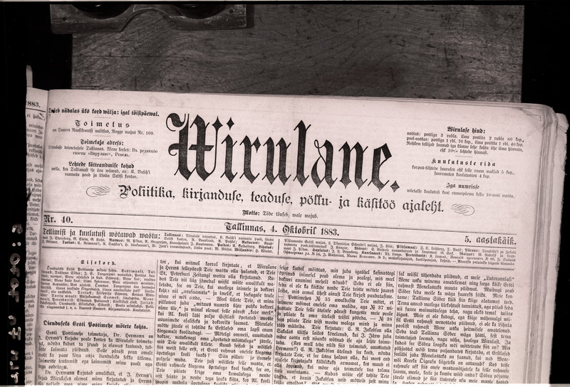Ajelehe "Virulane" nr. 40 päis, 04.10.1883.
