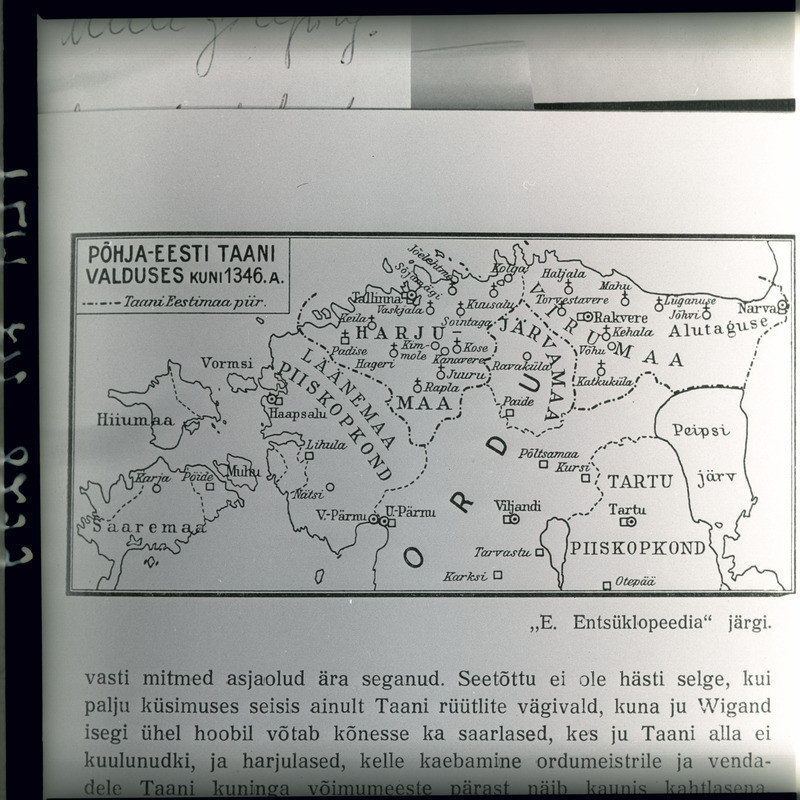 Maakaart Põhja-Eesti Taani valduses 1346. a.-ni