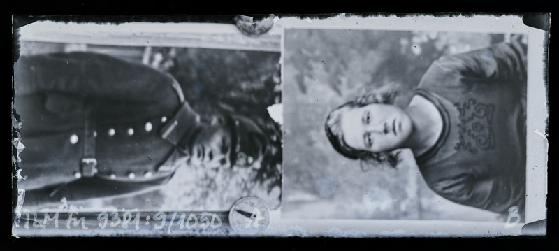 Kaks ümberpildistust. A) portree: tundmatu vormis mees; B) tundmatu naine