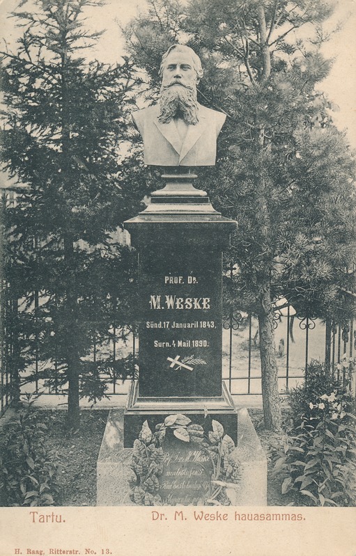 Hauasammas Raadi kalmistul: M. Weske.  Tartu