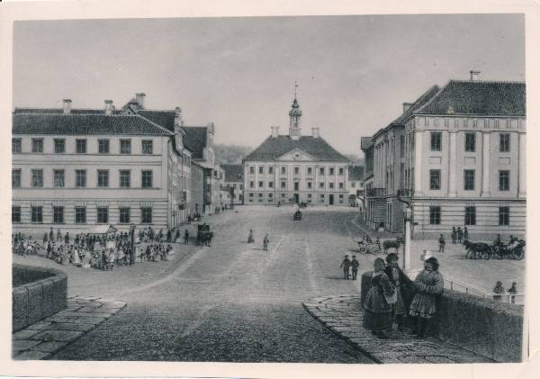 Tartu Suurturg ja raekoda. Louis Höflingeri litograafia 1860.