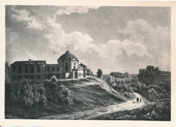 Tartu linnavaade. Vana Anatoomikum Toomemäel. A. Hageni akvatinta 1805.a.