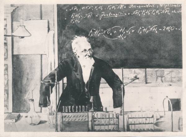 Fotokoopia joonistusest. TÜ Keemiaprofessor Carl Ernst Heinrich Schmidt loengul. 19.sajand.