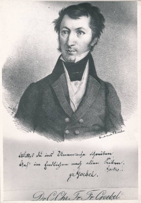 Portreefoto. TÜ Keemiaprofessor Carl Christoph Traugott Friedemann Göbel (Goebel) (1794–1851). 19.sajand.