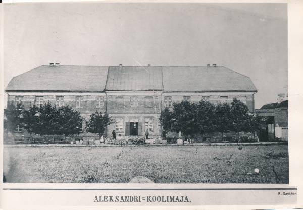 Tartu linnavaade. Aleksandri koolimaja. 19. sajand.