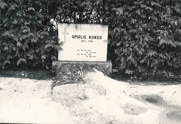 Tartu linnavaade. Amalie Konsa haud Raadi kalmistul. 1970ndatel.