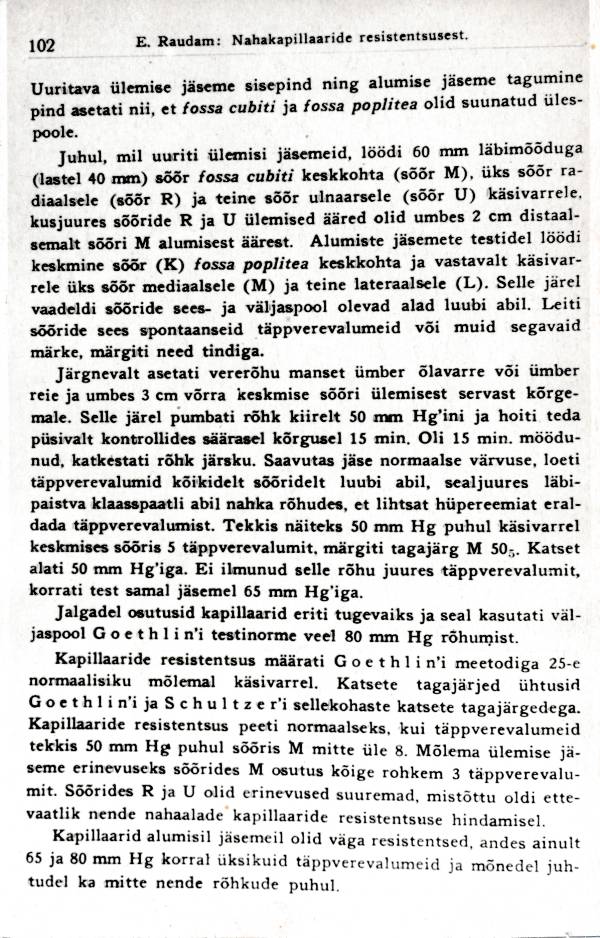 Fotokoopia, Ernst Raudam "Nahakapillaaride resistentsusest närvisüsteemi perifeersete haiguste korral" (1938; lk 102).