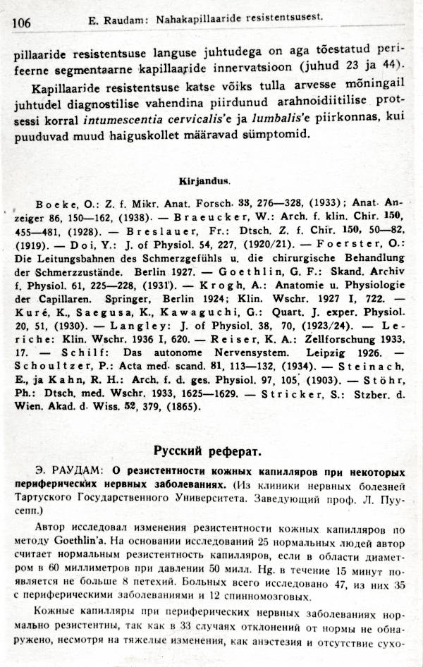 Fotokoopia, Ernst Raudam "Nahakapillaaride resistentsusest närvisüsteemi perifeersete haiguste korral" (1938; lk 106).