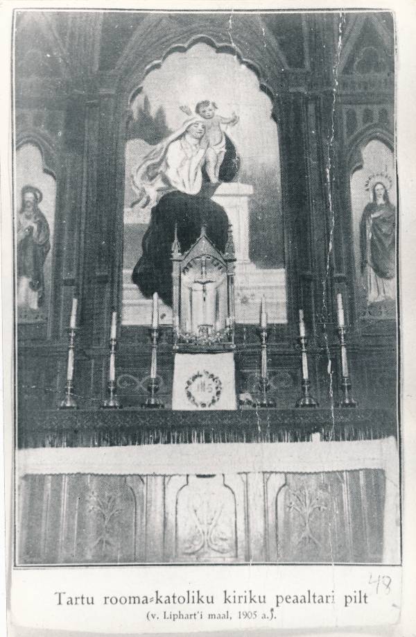 Tartu kirikutes leiduvad kultusesemed. Altarimaal Katoliku kirikus, Veski (Burdenko) tn 1. 1976.a.