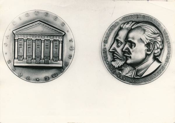 Tartu Ülikool. Ülikooli 300. aasta juubeli puhul käibele lastud juubelimedal. 1932.a.