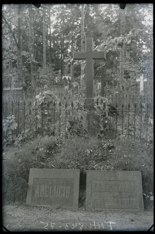 Klaasnegatiiv. Raadi kalmistu. Kreutzwaldi (laste) hauakivi. Tartu, 1948.