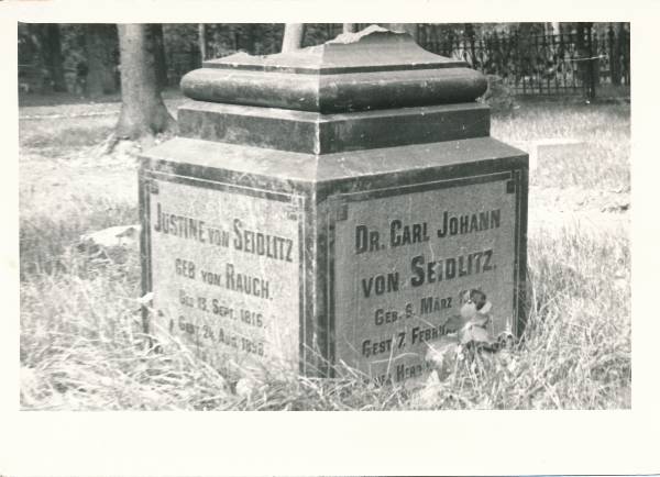 Tartu linnavaade. Carl Johann Seidlitz (1798-1885) hauaristi alus Vana-Jaani kalmistul. 1982.a.