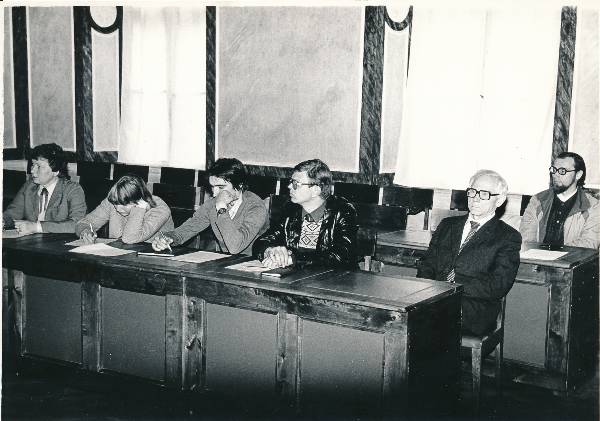 Grupifoto. Kultuurimälestiste Kaitse metoodikute seminar. Tartu Raekoda, 05.1983.a.