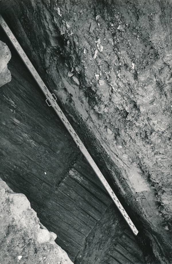 Arheoloogilised kaevamised Tartus 1981/82a. Botaanikaaia kaevand, puitsillutis.