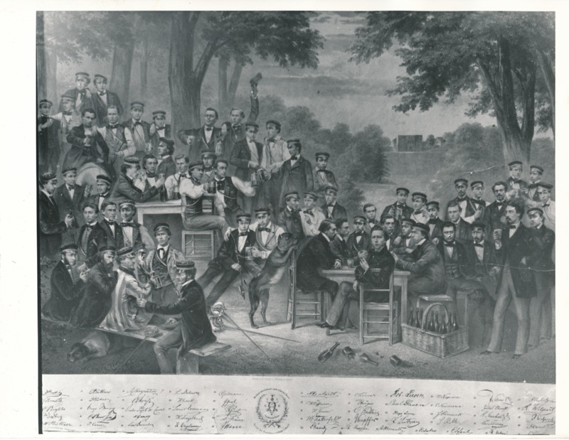 Üliõpilasorganisatsioonide näitus Tartu Linnamuuseumis 1989a. Gravüür tudengiseltskonna väljasõidust.