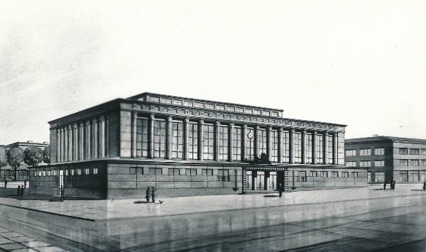 Fotokoopia arhitekt Voldemar Tippeli fotoarhiivist. Tartu turuhoone projekt. 1930ndatel.