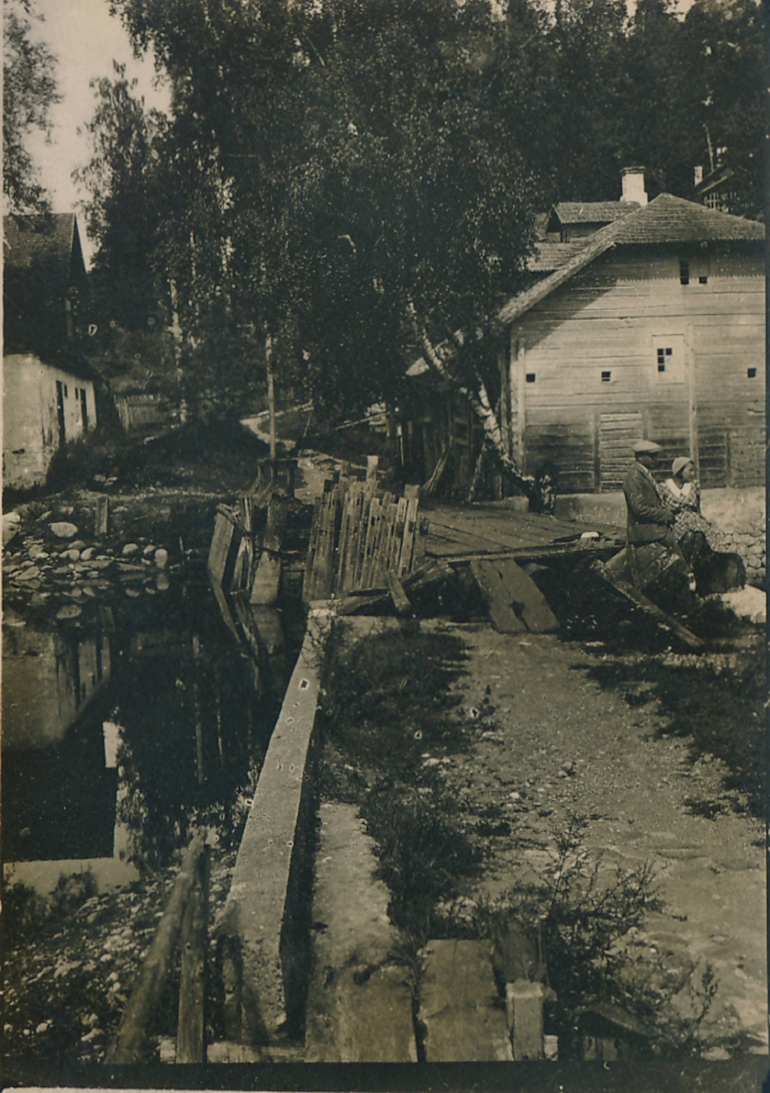 Portreefoto. Paar Peedu vesiveskil, Elva lähedal (seotud Elmar Kriisaga). 1933.a.