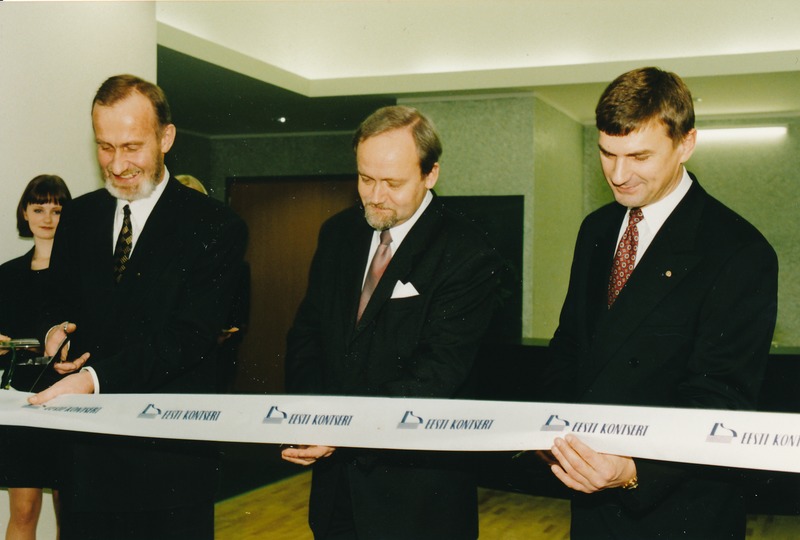 Renoveeritud Vanemuise Kontserdimaja avamine. Paremalt linnapea Andrus Ansip, kultuuriminister Jaak Allik. Tartu, 1998.