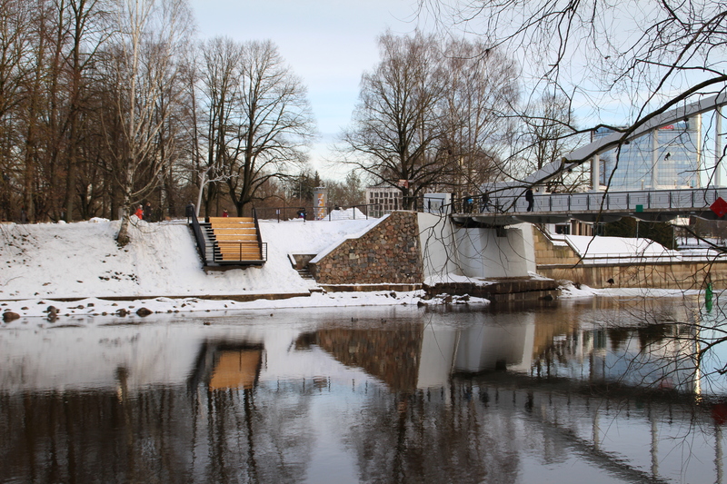 Talvine Emajõgi, Kaarsild, kaldaterrass. Tartu, 2019.