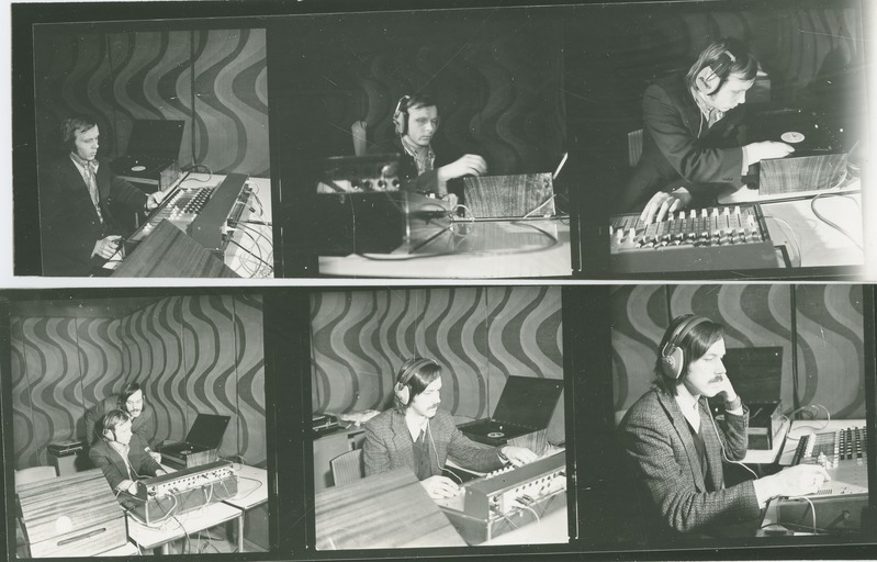 TÕT-i töötajad L. Polt ja J. Lakson võimendusega tegelemas, 28.veebr. 1977.a.