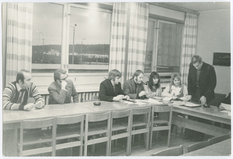 ELKNÜ TPI komitee EÜE sektori töökoosolek, juhatab sektori juhataja asetäitja Tiit Maasik, kevad 1975.a.