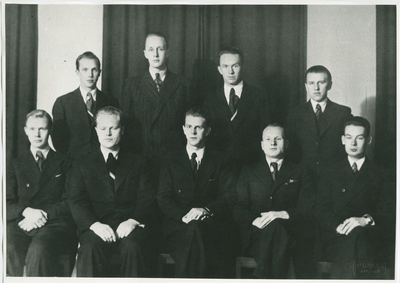 Tallinna Tehnikainstituudi üliõpilaskonna II ajutine juhatus, vasakult: 1.reas: 1) A. Iirak, 2) B. Liidumäe, 3) V. Kiisler, 5) A. Treffner; 2.reas: 1) Käär, 2) V. Kärk, 3) Varep, 4) V. Lõhmus, 1937.a.