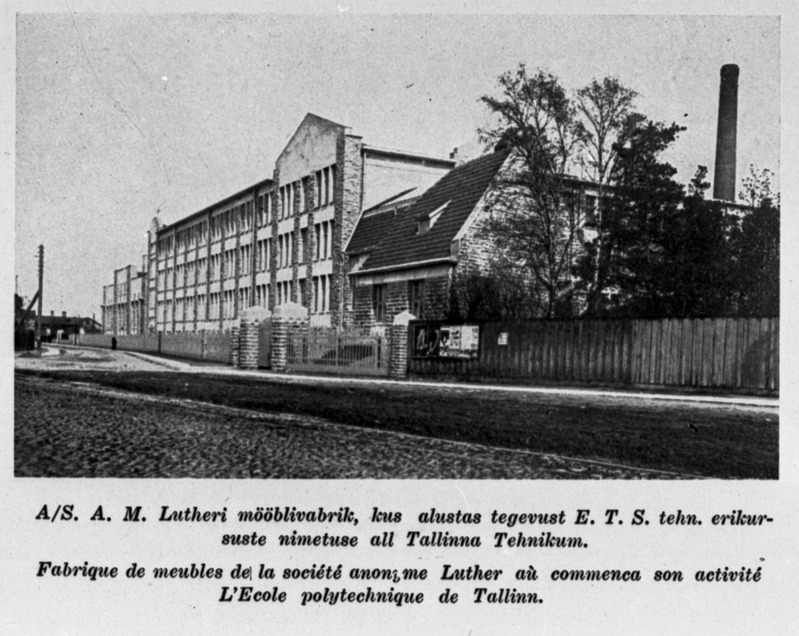 Tallinna Vineeri- ja mööblivabriku hoone, kus toimusid tehnilised erikursused, 1918.a.