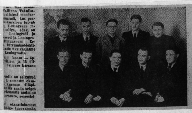 Grupp eesrindlikke TPI üliõpilasi (G. Oserov, O. Roots jt.), ekskursioonil Leningradis, 1941.a.