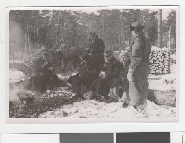 Küttepuude varumisel Raplamaal - grupp mehi lõkketule ümber.