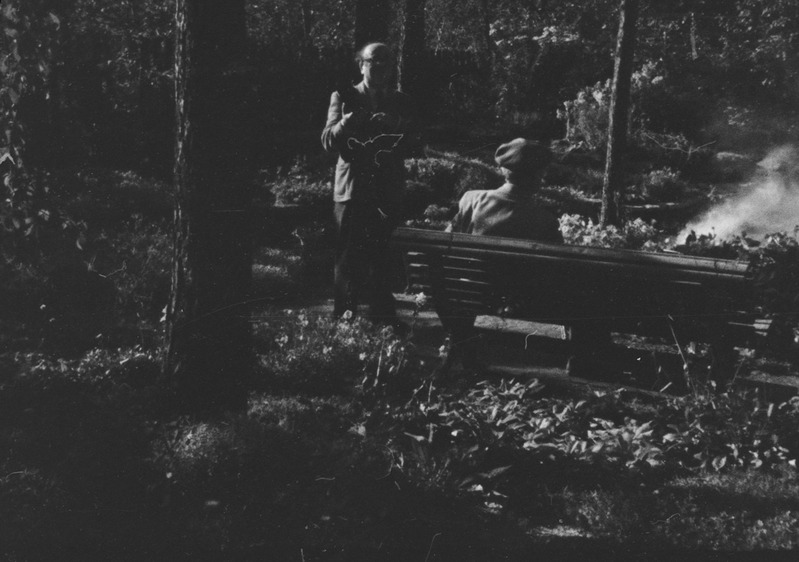 Paul Horma ja Friedebert Tuglas aias lõkke juures