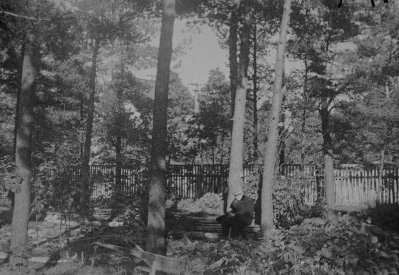 Friedebert Tuglas aias pingil istumas