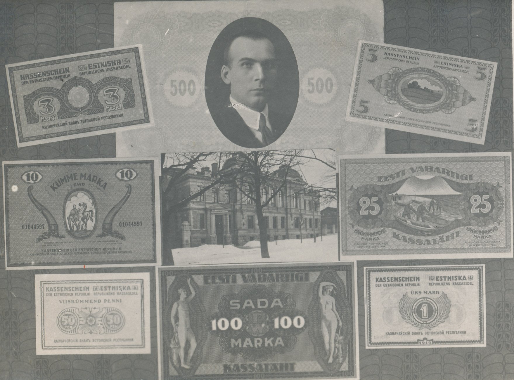 Fotomontaaþ. Eesti Vabariigi paberrahad Parikaste foto. 1919-1927