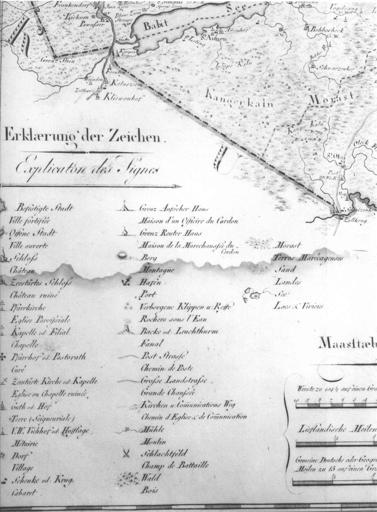Foto. Mellin, L. A. "Atlas von Liefland, 1798. Erklserung der zeichen"