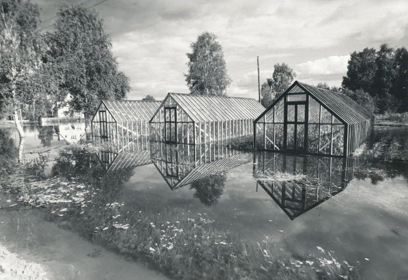 Foto. Vaade Võru linnale edelaosas kõrgvee ajal 1987.a. augustis