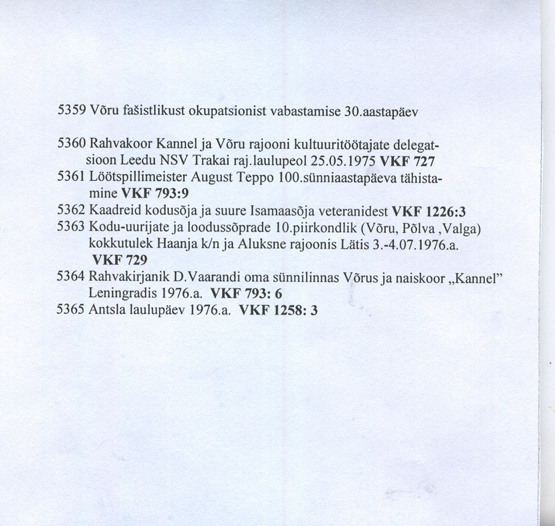 Kitsasfilm. Kodu-uurijate ja loodussõprade 10.piirkondlik kokkutulek Haanja k/n ja Aluksne rajoonis Lätimaal 3.-4.07.1976.a. viidud DVD-le 2006.a.