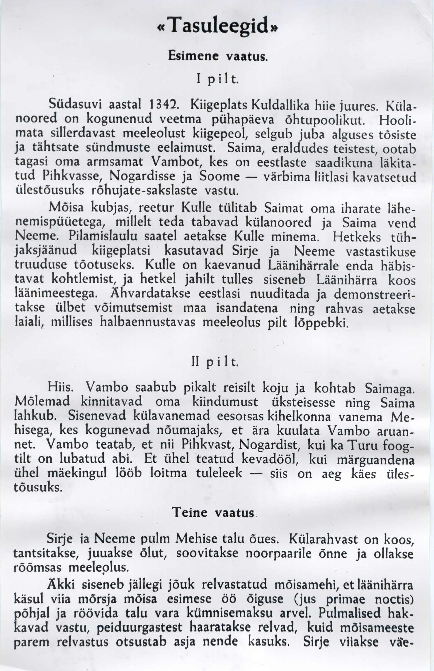 Foto. Koopia kavalehest "Tasuleegid" Estonias. Sisekülg. 1946.a.