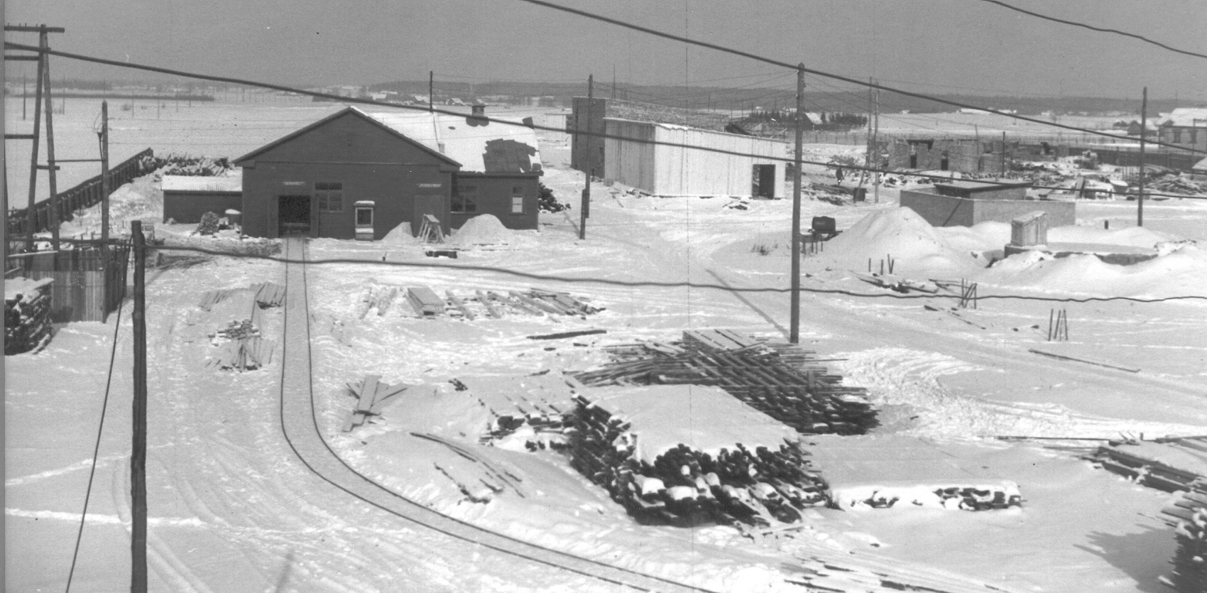 Foto.Vaade Võru Ehitusvalitsuse  tootmisbaasi ehitusele 1954.a.