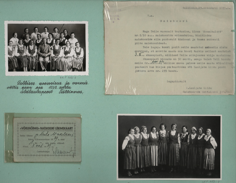 Fotoalbum Võru naiskoor "Kannel". Naiskoori liikmed 1939.a. laulupeol Tallinnas.