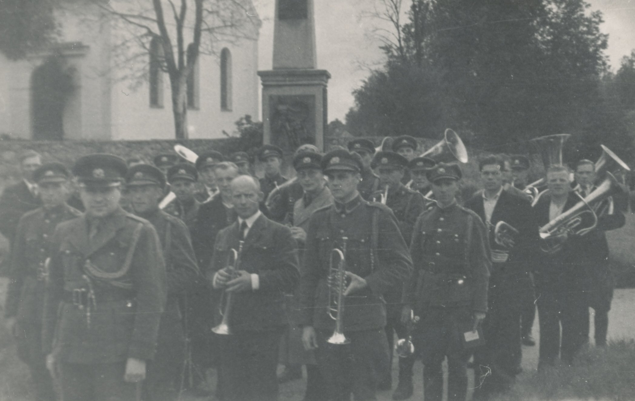 Foto.Võru Omakaitse orkester Põlvas laulupäeval 18. juulil 1943.a.